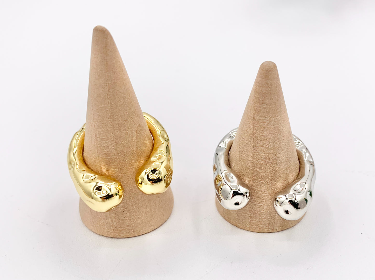 Simple Chunky Nugget Bypass Ring in 18K Gold And Platinum Plated Brass 5PCS