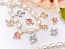 Cargar imagen en el visor de la galería, Cute Luxury CZ Heart Charms Real 18K Gold/Platinum Plated Micro CZ Pave Rhinestone Heart Pendant Over Brass 8PCS