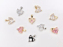 Cargar imagen en el visor de la galería, Cute Luxury CZ Heart Charms Real 18K Gold/Platinum Plated Micro CZ Pave Rhinestone Heart Pendant Over Brass 8PCS