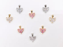 Cargar imagen en el visor de la galería, Cute Luxury CZ Heart Charms Real 18K Gold/Platinum Plated Micro CZ Pave Rhinestone Heart Pendant Over Brass 8PCS