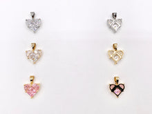 Cargar imagen en el visor de la galería, Cute Luxury CZ Heart Charms Real 18K Gold/Platinum Plated Micro CZ Pave Rhinestone Heart Pendant Over Brass 8PCS