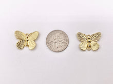 Load image into Gallery viewer, Beautiful Large Butterfly Pendant Charms/Connectors in 18K Gold Plated CZ Pave Over Copper 10PCS