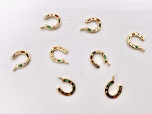 Cargar imagen en el visor de la galería, Multicolor CZ Horseshoe U Charm in Real 18K Gold Plated Over Copper 8 PCS