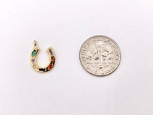 Cargar imagen en el visor de la galería, Multicolor CZ Horseshoe U Charm in Real 18K Gold Plated Over Copper 8 PCS