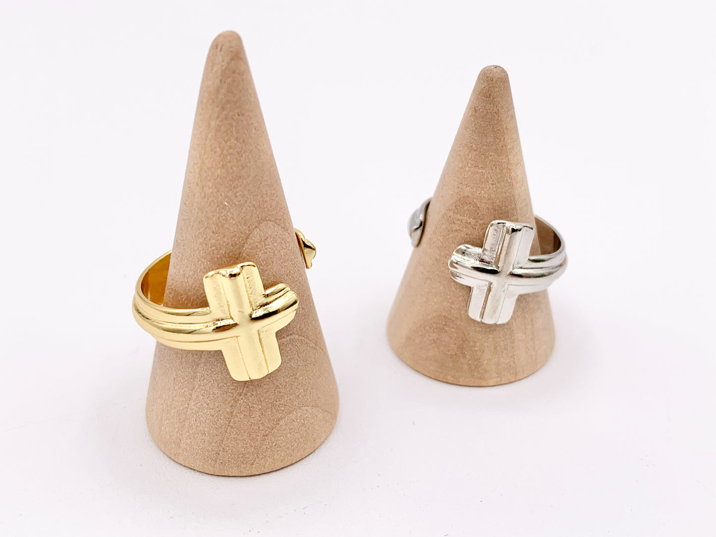 Plain Cross Open Adjustable Ring in 18K Gold and Platinum Plated 5PCS