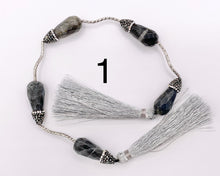 Cargar imagen en el visor de la galería, Beautiful Teardrop Stone Faceted Beads With Rhinestones Rose Quartz/ Pink Moonstone/ Lapis/ Peruvian Amazonite/ Labradorite Beads (1 Strand)