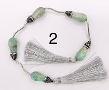 Cargar imagen en el visor de la galería, Beautiful Teardrop Stone Faceted Beads With Rhinestones Rose Quartz/ Pink Moonstone/ Lapis/ Peruvian Amazonite/ Labradorite Beads (1 Strand)