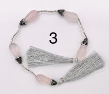 Cargar imagen en el visor de la galería, Beautiful Teardrop Stone Faceted Beads With Rhinestones Rose Quartz/ Pink Moonstone/ Lapis/ Peruvian Amazonite/ Labradorite Beads (1 Strand)