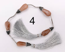 Cargar imagen en el visor de la galería, Beautiful Teardrop Stone Faceted Beads With Rhinestones Rose Quartz/ Pink Moonstone/ Lapis/ Peruvian Amazonite/ Labradorite Beads (1 Strand)