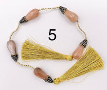 Cargar imagen en el visor de la galería, Beautiful Teardrop Stone Faceted Beads With Rhinestones Rose Quartz/ Pink Moonstone/ Lapis/ Peruvian Amazonite/ Labradorite Beads (1 Strand)