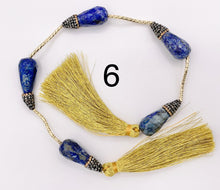 Cargar imagen en el visor de la galería, Beautiful Teardrop Stone Faceted Beads With Rhinestones Rose Quartz/ Pink Moonstone/ Lapis/ Peruvian Amazonite/ Labradorite Beads (1 Strand)