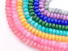Cargar imagen en el visor de la galería, 6x10mm Beautiful Dyed Jade Smooth Rondelle Beads | Multicolor Dyed Jade Imitation Stone Beads Around 15" | Price Per Strand