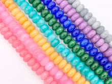 Cargar imagen en el visor de la galería, 6x10mm Beautiful Dyed Jade Smooth Rondelle Beads | Multicolor Dyed Jade Imitation Stone Beads Around 15" | Price Per Strand