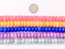 Cargar imagen en el visor de la galería, 6x10mm Beautiful Dyed Jade Smooth Rondelle Beads | Multicolor Dyed Jade Imitation Stone Beads Around 15" | Price Per Strand