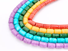 Cargar imagen en el visor de la galería, 8x12mm Beautiful Dyed Jade Smooth Tube Beads | Multicolor Dyed Jade Imitation Stone Beads Around 15" | Price Per Strand