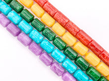 Cargar imagen en el visor de la galería, 8x12mm Beautiful Dyed Jade Smooth Tube Beads | Multicolor Dyed Jade Imitation Stone Beads Around 15" | Price Per Strand