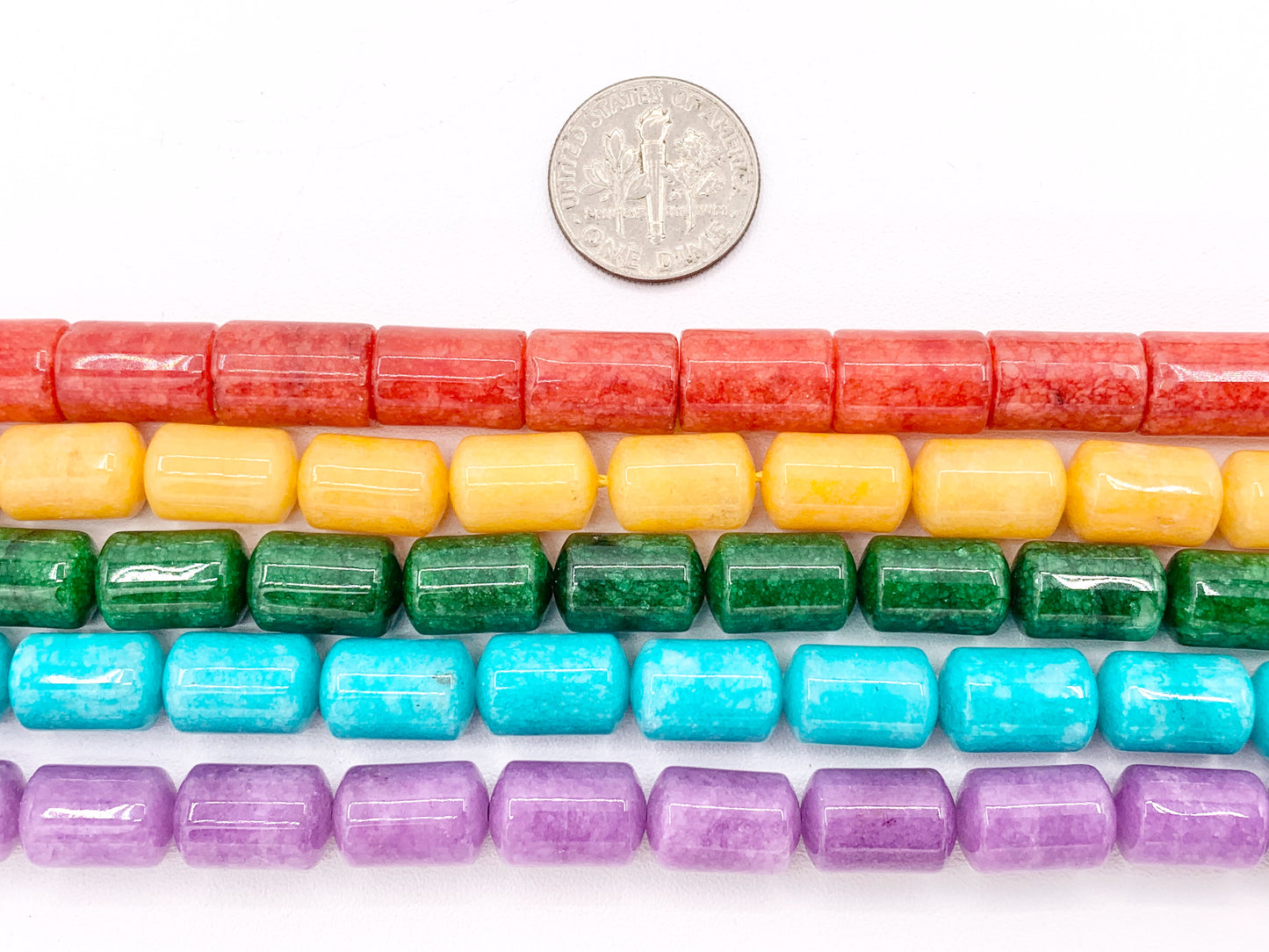 8x12mm Beautiful Dyed Jade Smooth Tube Beads | Multicolor Dyed Jade Imitation Stone Beads Around 15" | Price Per Strand