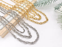 Load image into Gallery viewer, Maximalist 3 Layers Mariner Link Chain Necklace in 18K Gold/Silver Plated Copper Layered Necklace with Extension Link