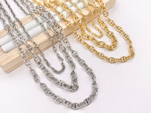 Load image into Gallery viewer, Maximalist 3 Layers Mariner Link Chain Necklace in 18K Gold/Silver Plated Copper Layered Necklace with Extension Link