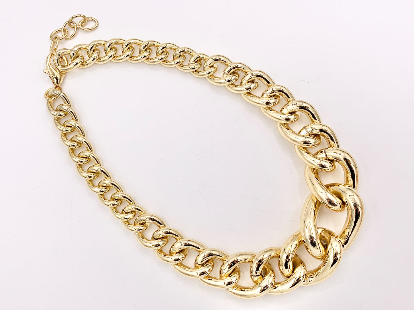 Chunky Oval Link Chain Necklace in Gold/Silver 2 Tone Plated Copper Finished Necklace 18" with 2" Extension Link