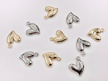 Load image into Gallery viewer, Cute Puffy Abstract Heart Pendant Charms in 18K Gold or Silver Plated Copper 10 PCS