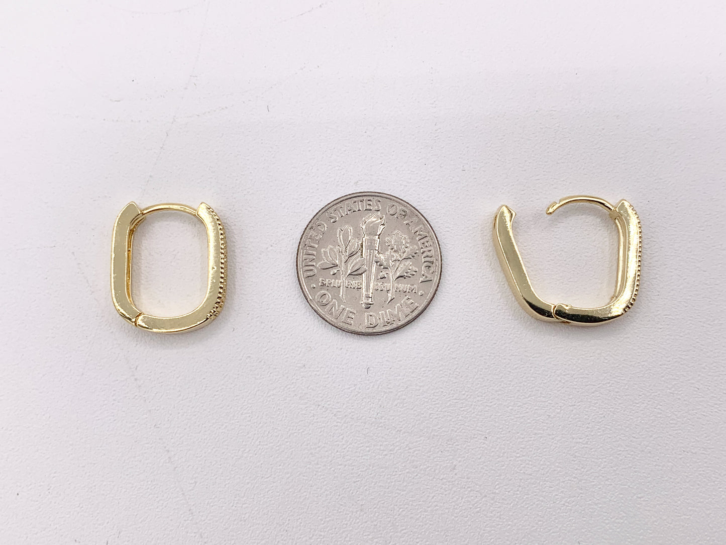 Oval Rectangle Earring Hoop Huggies in CZ Pave Real Gold/Platinum 18K Over Copper 5 PAIRS