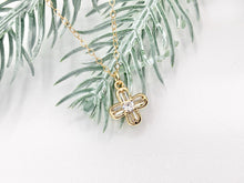 Load image into Gallery viewer, Dainty Mini Flower Quatrefoil Clover Pave Charms in Real Gold 18K Plated Micro CZ Over Brass 10 PCS