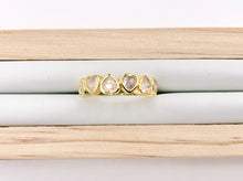 Load image into Gallery viewer, Dainty Hearts Rhinestone Rings in Real 18K Gold Plated CZ Pave Adjustable Statement Ring 4 PCS
