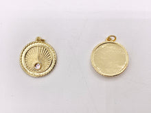 Load image into Gallery viewer, Gold Coin Pendant Charms Opalite Center in 18K Gold Plated Copper 5 PCS