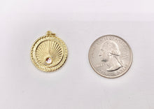 Load image into Gallery viewer, Gold Coin Pendant Charms Opalite Center in 18K Gold Plated Copper 5 PCS