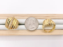 Load image into Gallery viewer, Thick Chunky Band Ring in Real Gold 18K Plated Copper CZ Pave 4 PCS