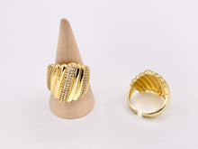 Load image into Gallery viewer, Thick Chunky Band Ring in Real Gold 18K Plated Copper CZ Pave 4 PCS