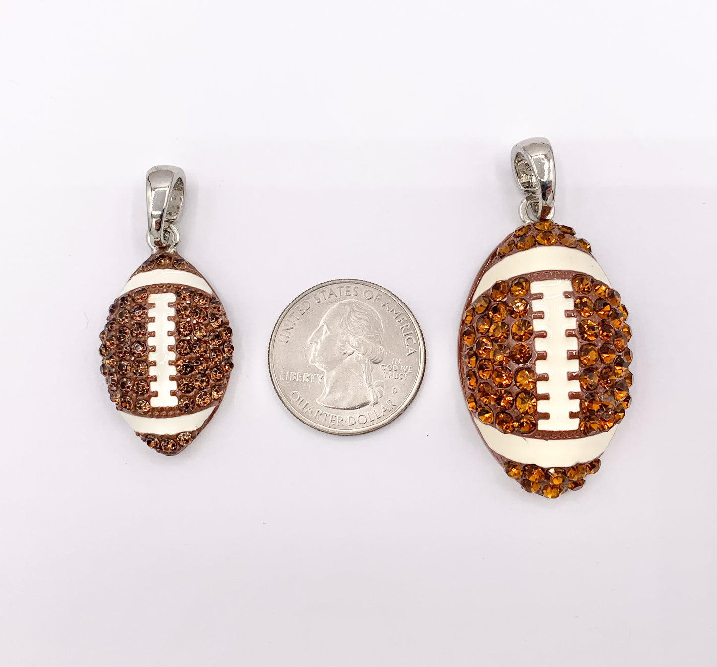 20x35mm & 25x46mm Rhinestone Football Charms/ Pendants Brown Rhinestone with Enamel Coating Sports Ball Pendant 1 PC