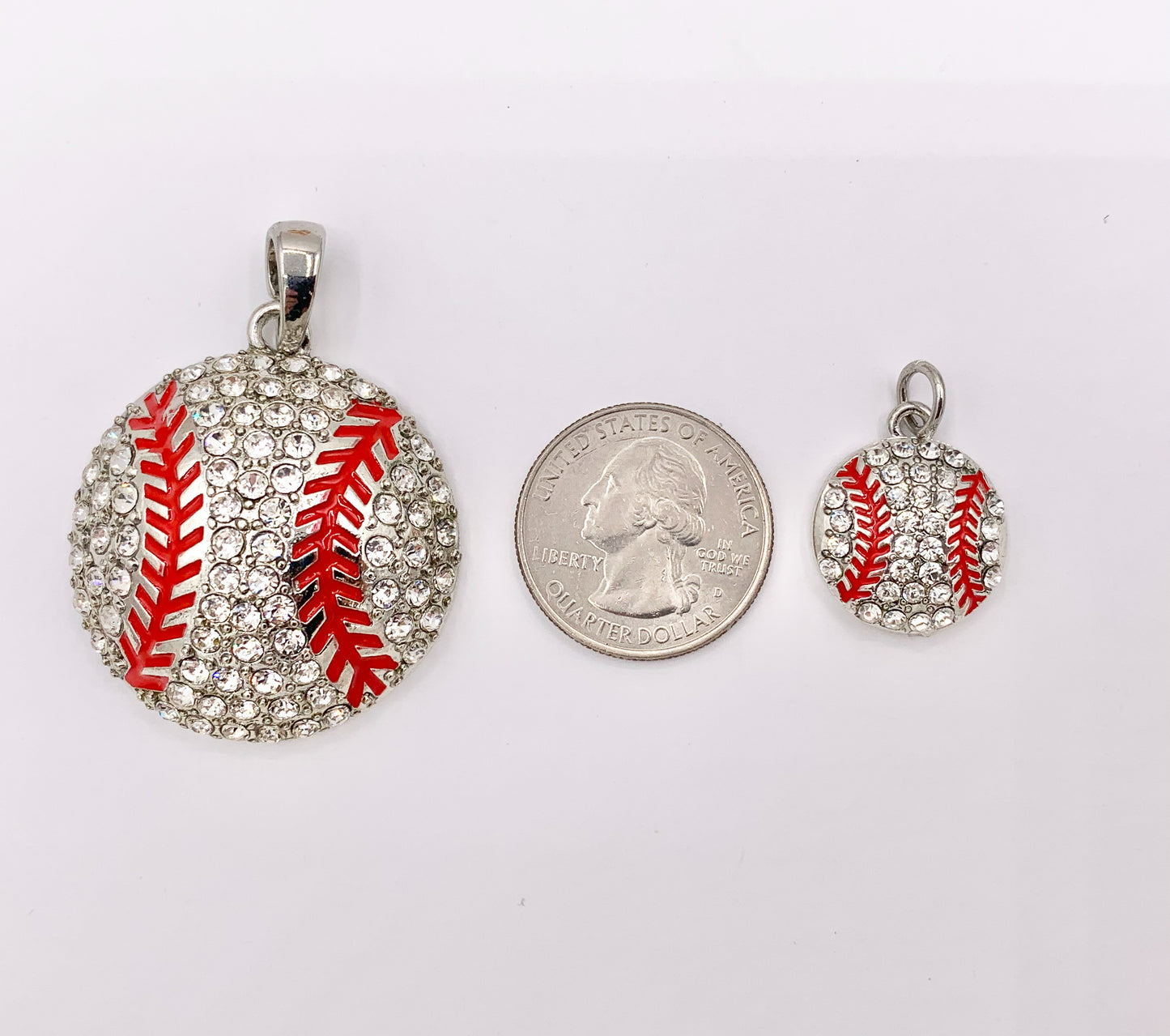 17mm & 35mm Rhinestone Baseball Charms/ Pendants Rhinestone Sports Ball Pendant 1 PC
