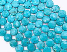 Cargar imagen en el visor de la galería, 8mm & 15mm Natural Magnesite Dyed Turquoise Blue Color Faceted Coin Beads 1 Strand Around 15"