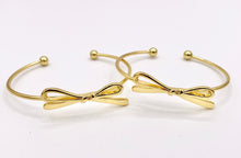 Load image into Gallery viewer, Cute Minimalist Bow Tie Bangle Adjustable Bracelet Cuffs in Real Gold 18K Plated Copper 3 PCS