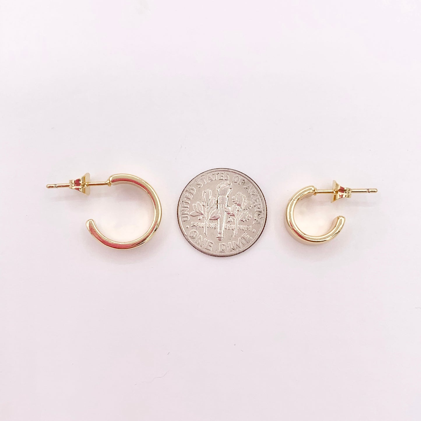 Minimalist Plain Small Thick Earring Hoops in 18K Gold Plated Over Brass 5 PAIRS