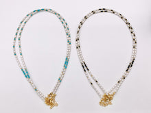 Cargar imagen en el visor de la galería, Delicate Magnesite and Black Spinel Stone With Mother of Pearl Beaded Chokers 18K Gold Plated Copper Cute Choker Finished Necklace 16"