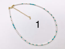 Cargar imagen en el visor de la galería, Delicate Magnesite and Black Spinel Stone With Mother of Pearl Beaded Chokers 18K Gold Plated Copper Cute Choker Finished Necklace 16"