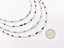 Cargar imagen en el visor de la galería, Delicate Magnesite and Black Spinel Stone With Mother of Pearl Beaded Chokers 18K Gold Plated Copper Cute Choker Finished Necklace 16"