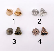 Cargar imagen en el visor de la galería, 12x11mm Pewter Textured Bead Cap Bulk Order in Gold, Silver, Brass, Copper & Patina
