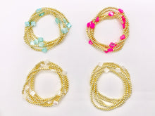 Cargar imagen en el visor de la galería, 18K Gold Plated Hematite Shell Cross Dainty Stretchy Bracelet 1 piece