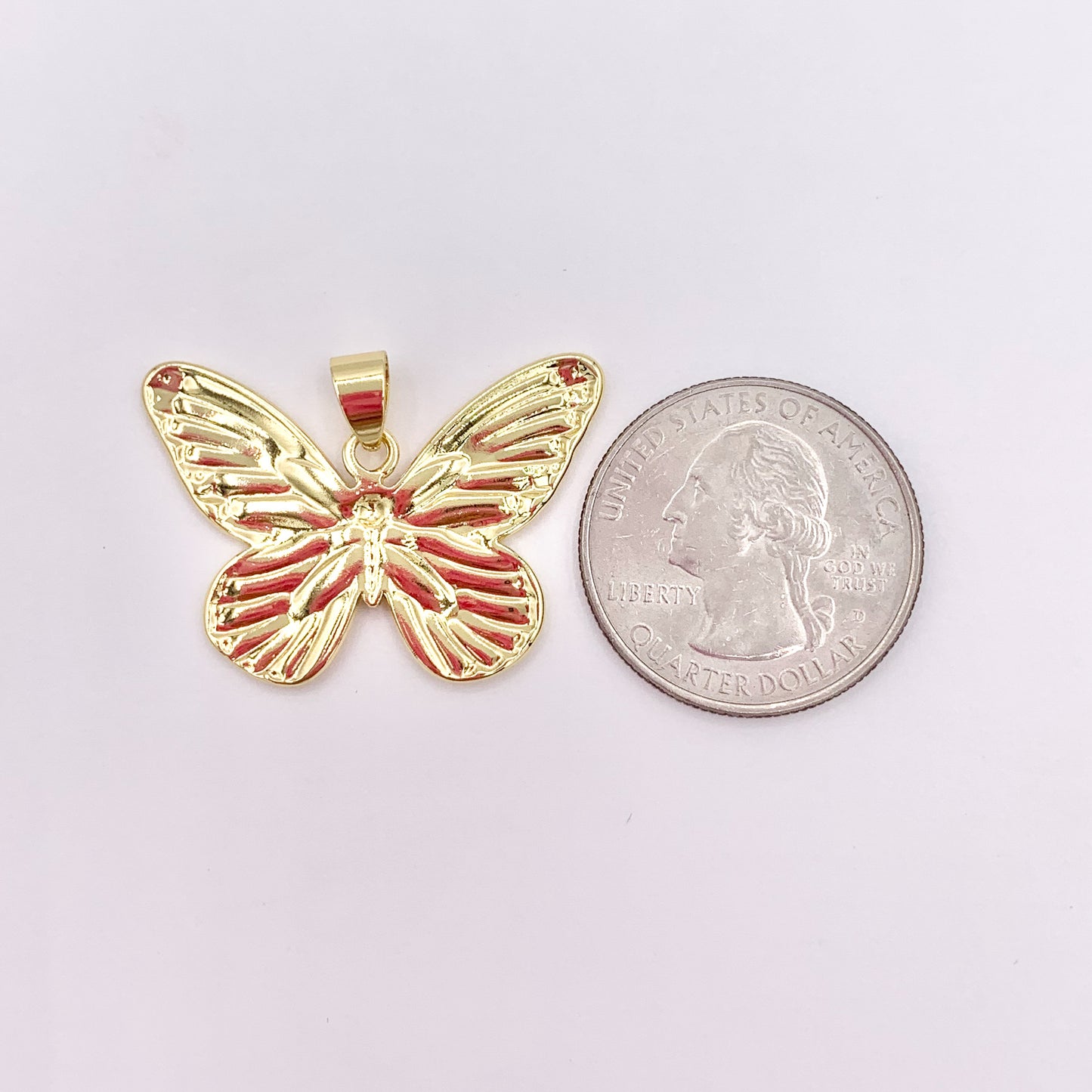 Beautiful Large Butterfly Pendant in 18K Gold Plated Over Copper 6 PCS