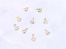 Load image into Gallery viewer, Tiny Cute Sunburst Sun Burst Charms plated in 18K Gold Copper Base 10 pcs