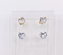 Load image into Gallery viewer, Stainless Steel Heart Round Solitaire Earring Studs in 18K Gold/Silver plated Stainless Steel 5 pairs
