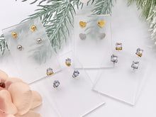 Load image into Gallery viewer, Stainless Steel Heart Round Solitaire Earring Studs in 18K Gold/Silver plated Stainless Steel 5 pairs