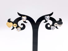 Load image into Gallery viewer, Stainless Steel Heart Round Solitaire Earring Studs in 18K Gold/Silver plated Stainless Steel 5 pairs