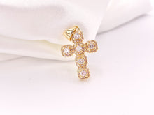 Load image into Gallery viewer, Whimsical Gold Cross Pendants with Beautiful CZ Pave in 18K Gold Silver plated Copper 5 pcs