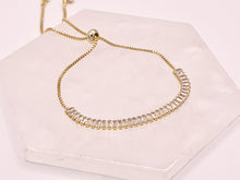 Load image into Gallery viewer, Dainty Baguette Cut CZ Pave Rhinestone Box Chain Dainty Slide Adjustable Bracelets 4 pcs