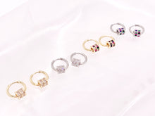 Cargar imagen en el visor de la galería, Preciosas cuentas de barril de circonita cúbica que marcan tendencia, pendientes colgantes con cuentas de agujero grande, Huggies en cobre chapado en oro/plata de 18 quilates, 3 pares